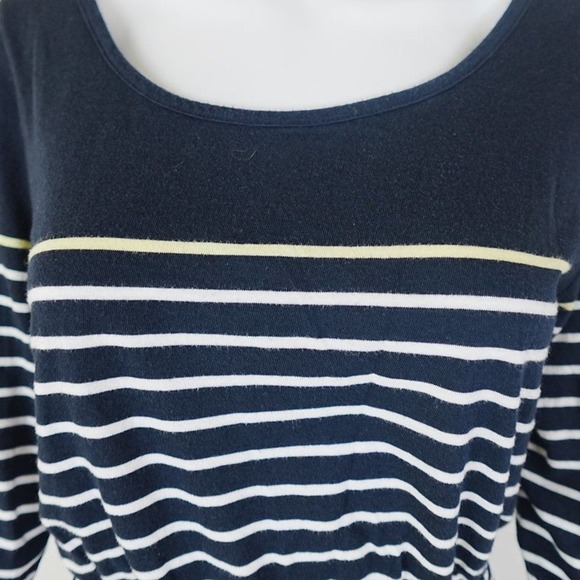 Banana Republic S Striped Knit Dress Navy White Tie Waist Summer Casual Coastal - Picture 8 of 8